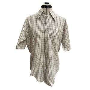 Vintage Kmart Men’s Plaid Dress Shirt Wrinkle Free 16.5 Short Sleeve Brown